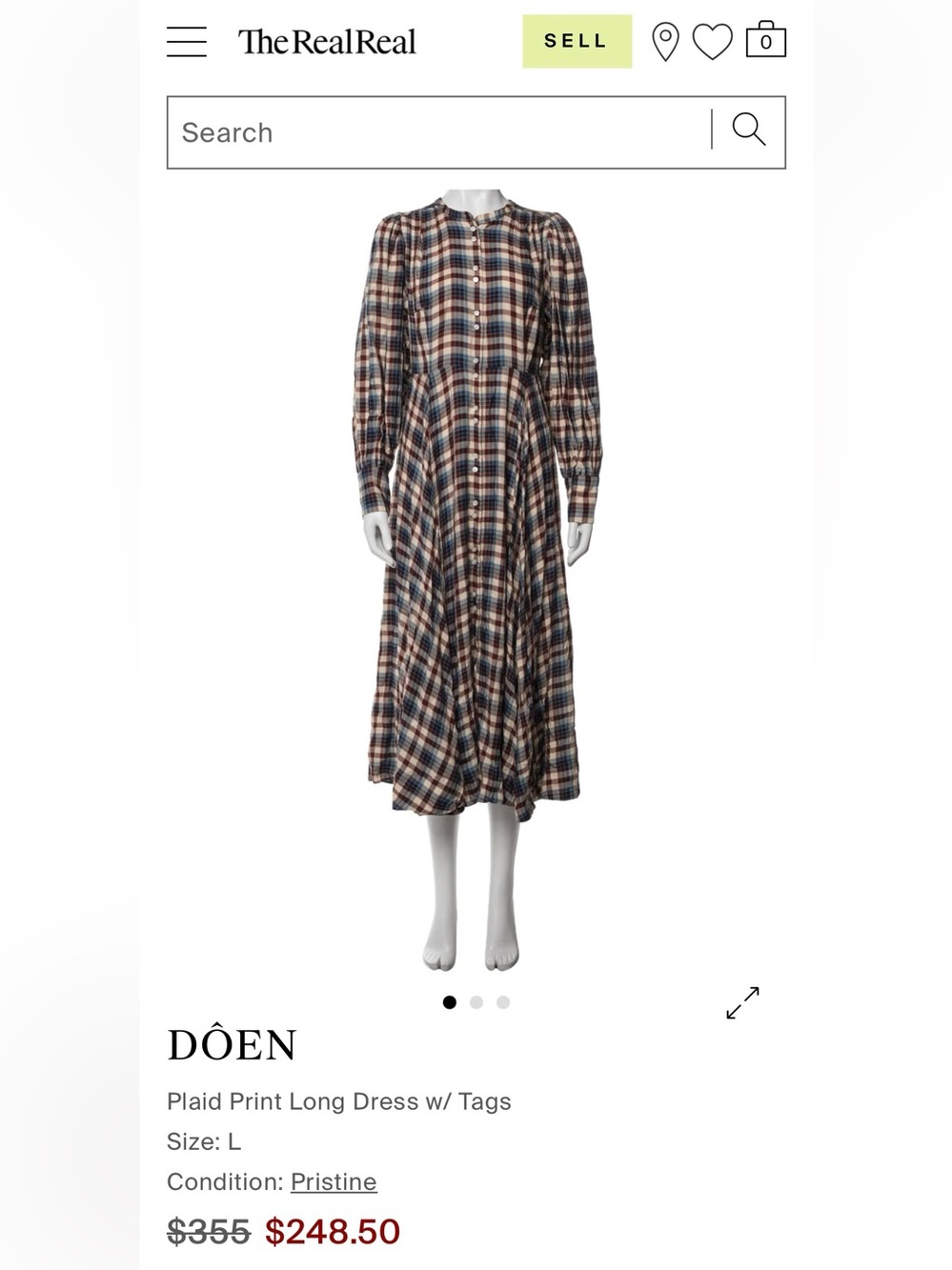 Doen Checked Button-Front Maxi Dress in Red, Blue & Cream M - Picture 4 of 6